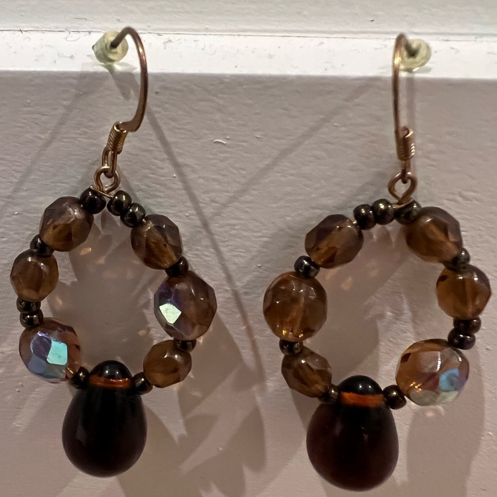 Mimco brown beaded drop earrings from mid 90s.